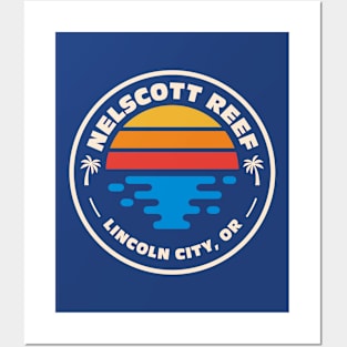 Retro Nelscott Reef Lincoln City Oregon Vintage Beach Surf Emblem Posters and Art